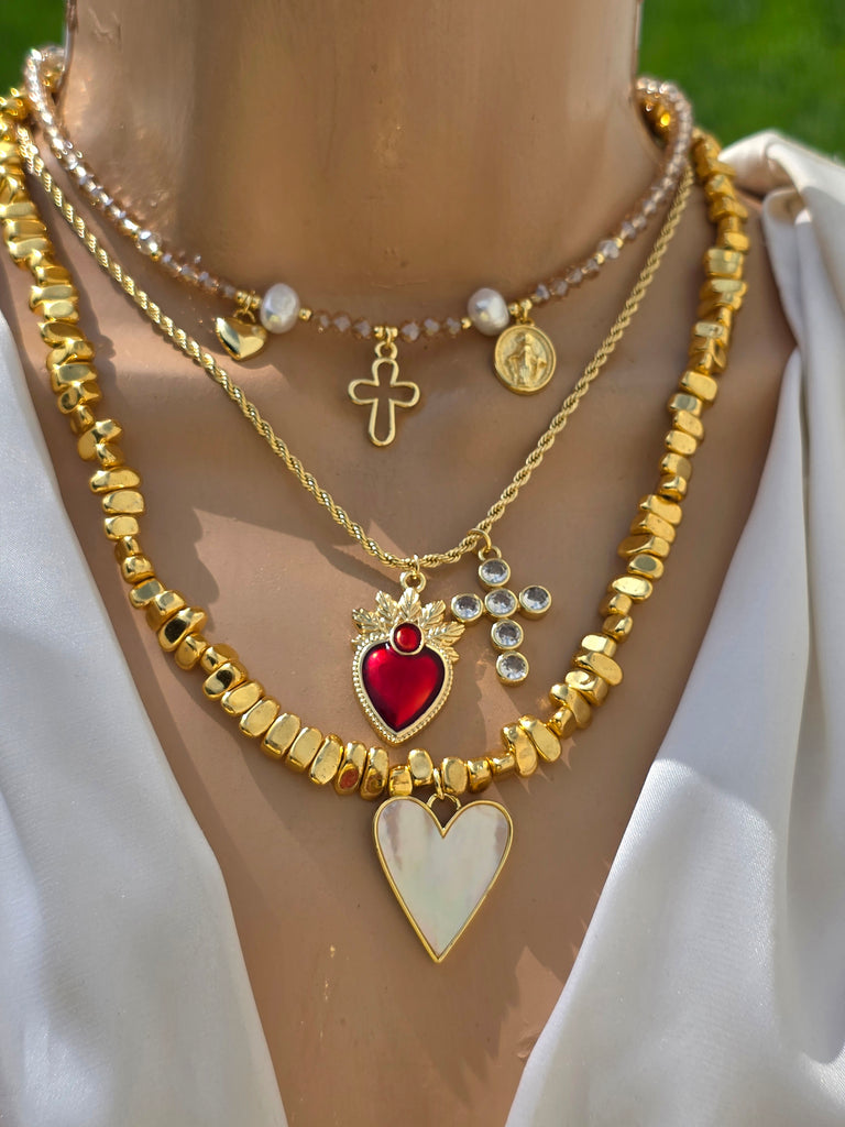 18k gold plated religious and sacred heart necklaces
