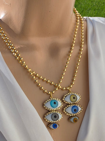 18k gold plated evil eye necklaces