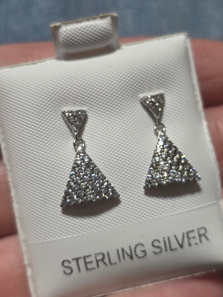 .925 Sterling Silver dangling triangle Earrings