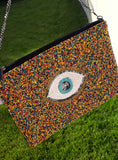 Fashion seed beaded clutch handbag
