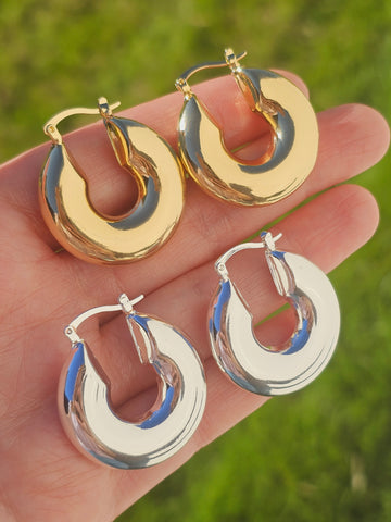 18k gold plated plain hoop earrings