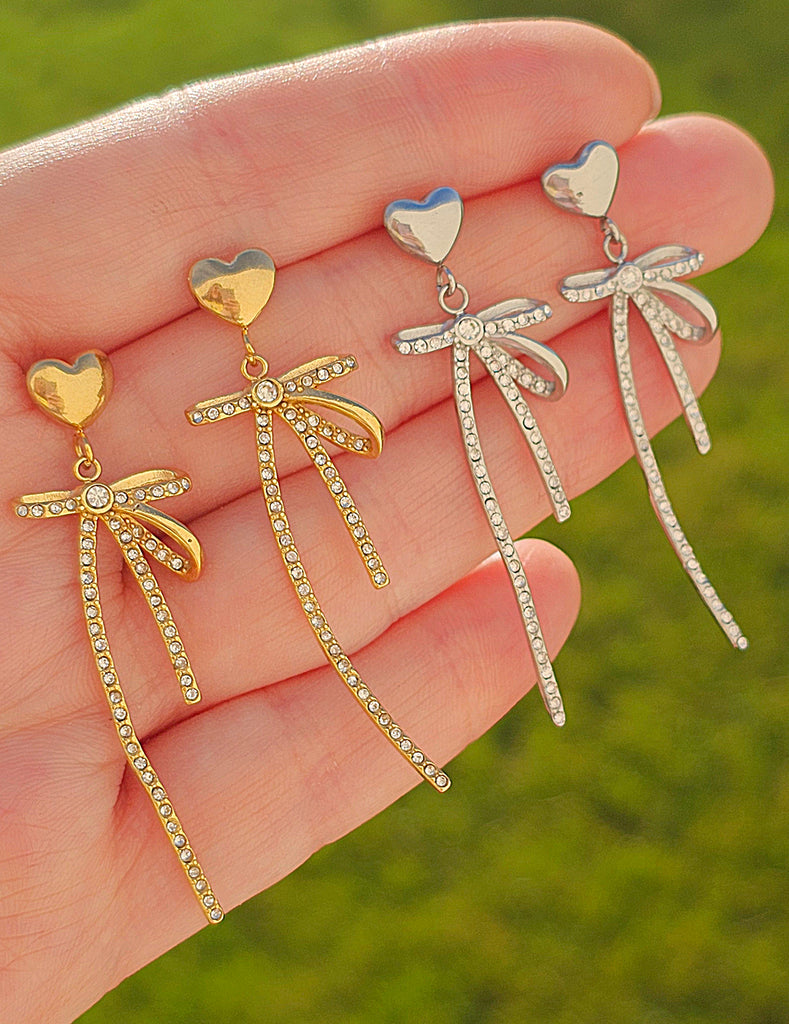 Stainless steel bow earrings