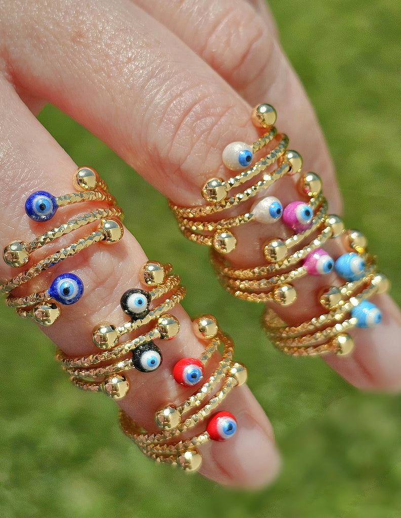 18k gold plated evil eye rings