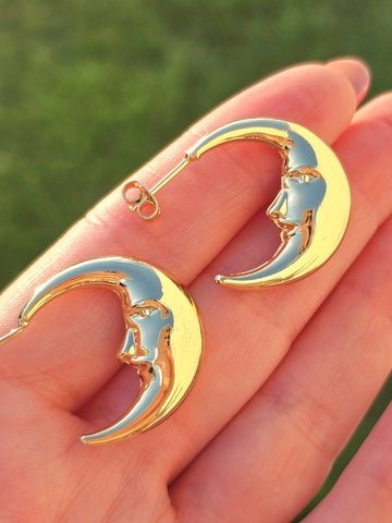 18k gold plated moon earrings
