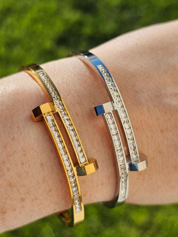 Stainless steel Cz nail bracelet