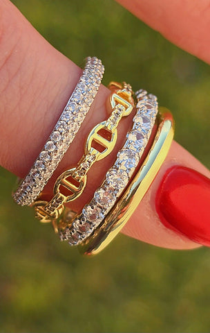 18k gold plated attached 4 pcs rings(size 8)