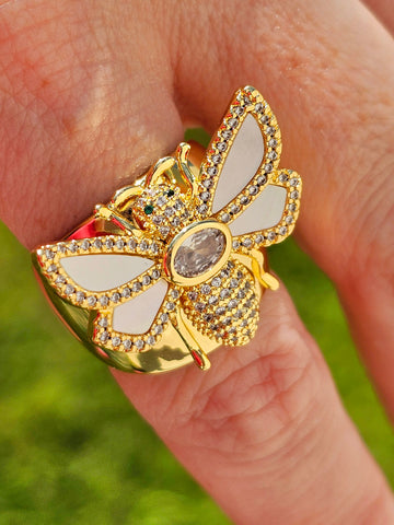 18k gold plated bee rings