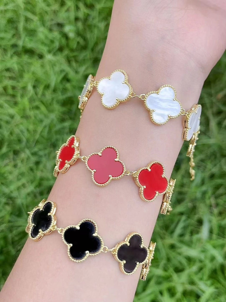 18k gold plated big clover bracelets