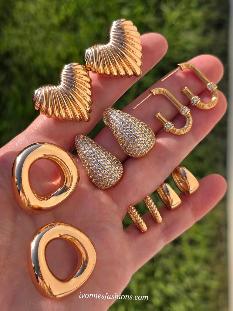 18k gold plated CZ rose gold earrings