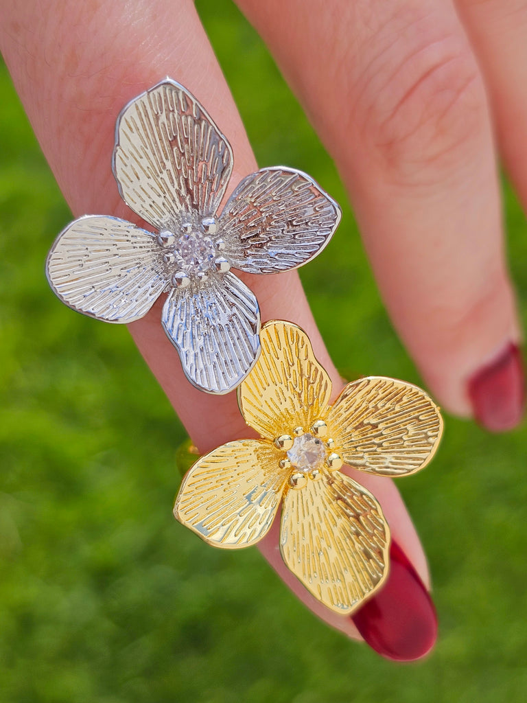 18k gold plated flower ring