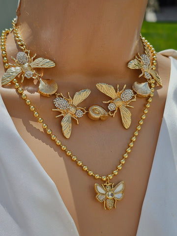 18k gold plated bee necklaces