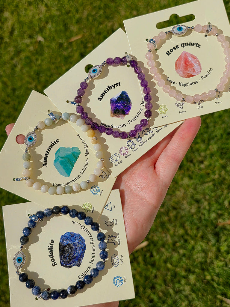 Natural Stones beads with evil eye bracelets