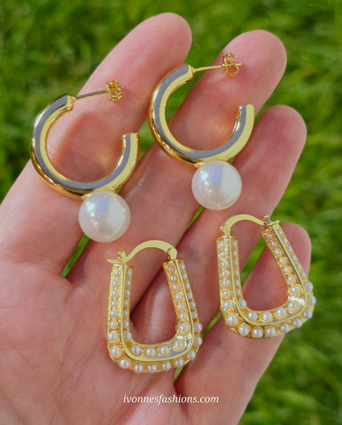 18k gold plated pearl earrings