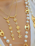18k gold plated 18in lariat and 36in pearls necklaces