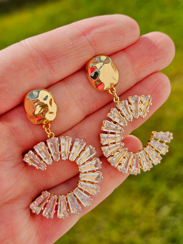 18k gold plated circle cz earrings
