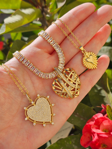 18k gold plated heart necklaces