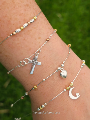 .925 Sterling silver 3 tone bracelets