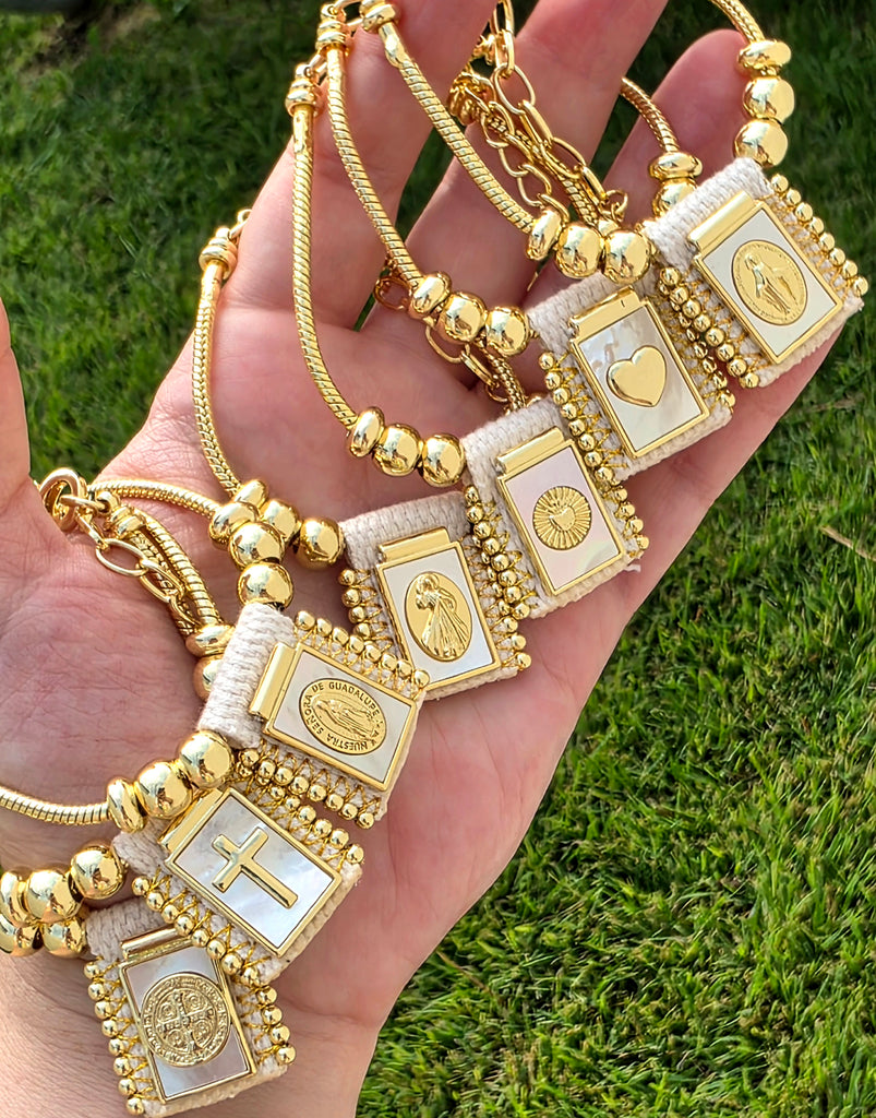 18k gold plated religious scapular bracelets