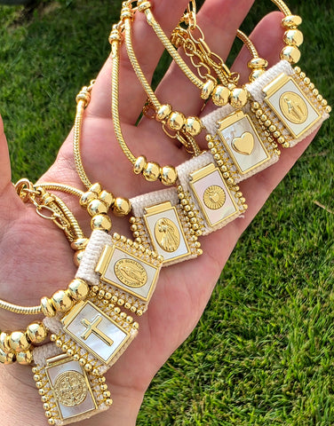 18k gold plated religious scapular bracelets