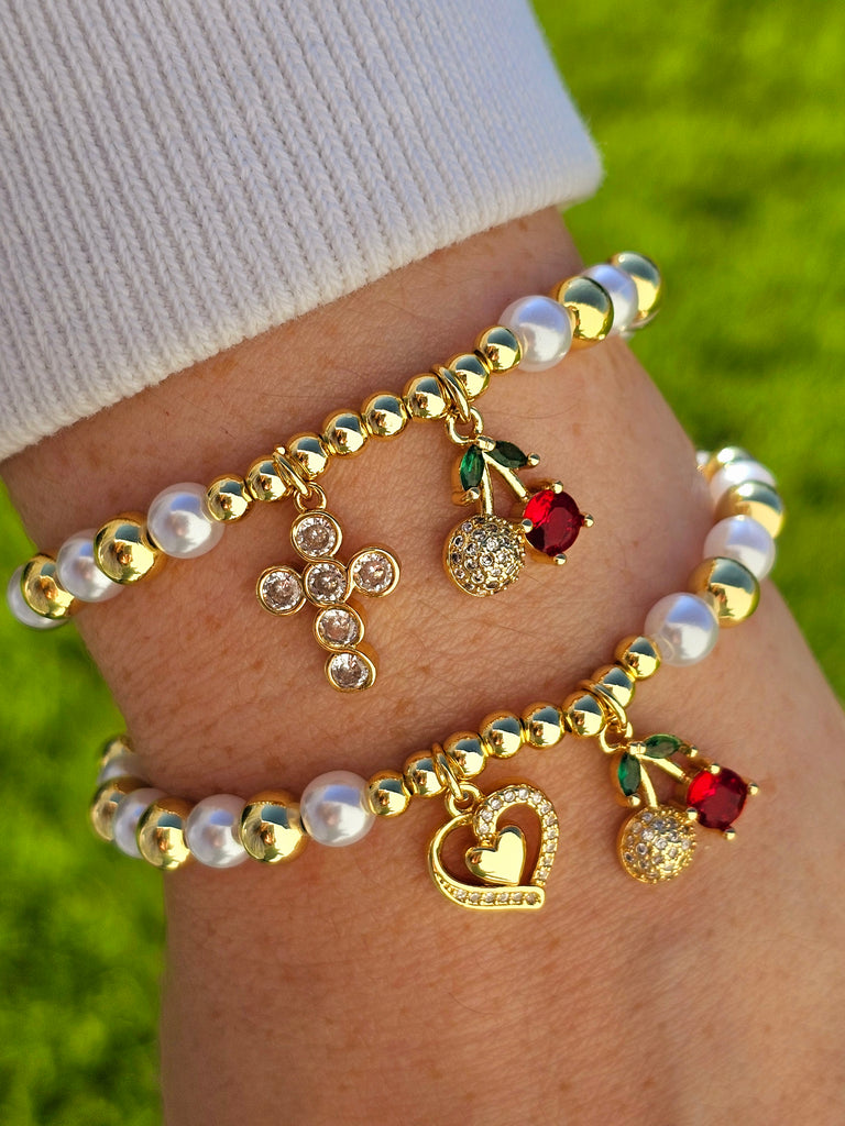 18k gold plated cherry bracelets