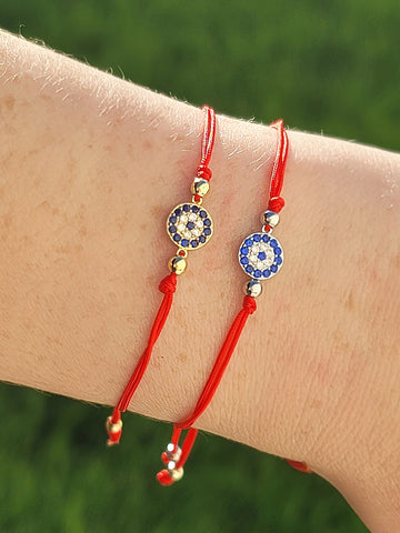 .925 sterling silver evil eye adjustable bracelets