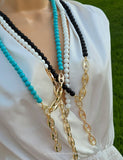 18k gold plated 36in long natural stones necklaces