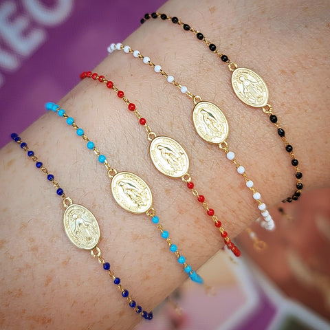 .925 Sterling Silver Lady of Guadalupe color Bracelet