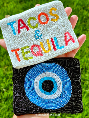 Fashion seed beads coin purse