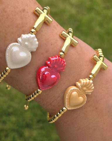18k gold plated sacred heart bracelets