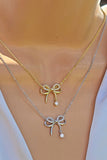 .925 Sterling silver CZ bow necklace