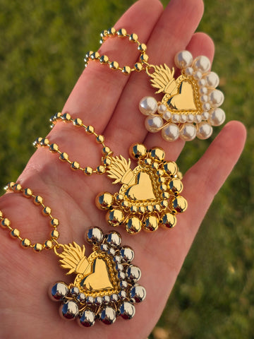 18k gold plated sacred heart necklaces