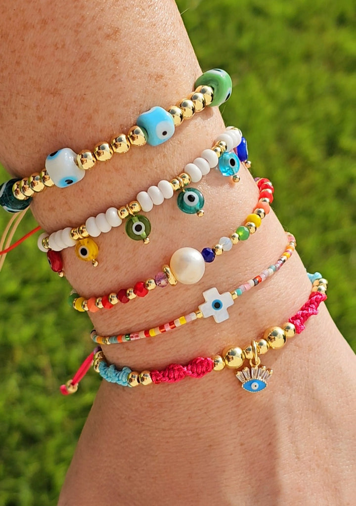 18k gold plated multicolor evil eyes bracelets