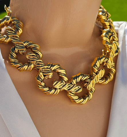 18k gold plated statement knots necklace