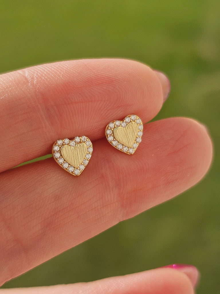 .925 Sterling silver CZ heart earrings