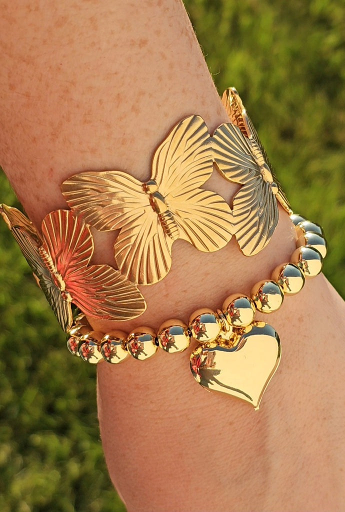 18k gold plated heart and butterfly bracelets