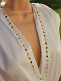 18k gold plated multicolor hearts 34 inch necklace