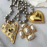 18k gold plated cross and heart combination necklaces