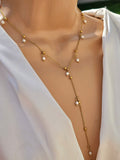 Stainless steel pearls necklace set with earrings