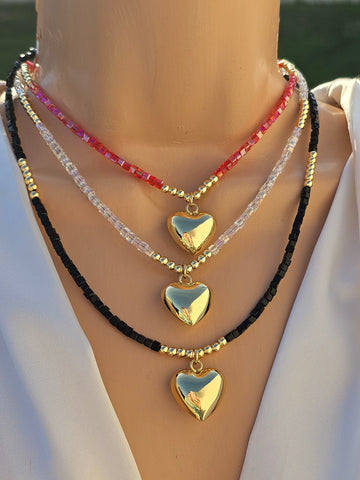 18k gold plated color rectangular crystals hearts necklaces