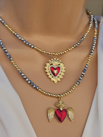 18k gold plated sacred heart necklace