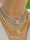 18k gold plated CZ chunky chain necklace
