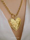 Stainless steel big heart and charms necklaces