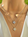 .925 Sterling silver and CZ clover necklace