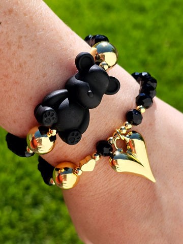 18k gold plated heart and bear bracelets