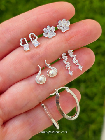 .925 Sterling silver CZ earrings