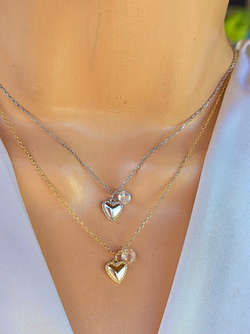 .925 Sterling silver CZ and heart necklace