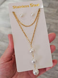 Stainless steel pearls necklace set