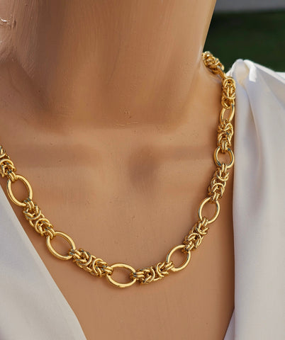 18k gold plated 18 inch knots chain necklace