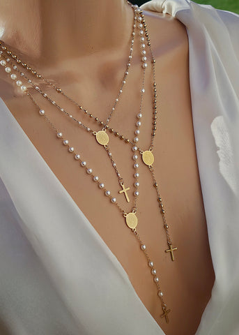 Stainless steel rosary necklaces