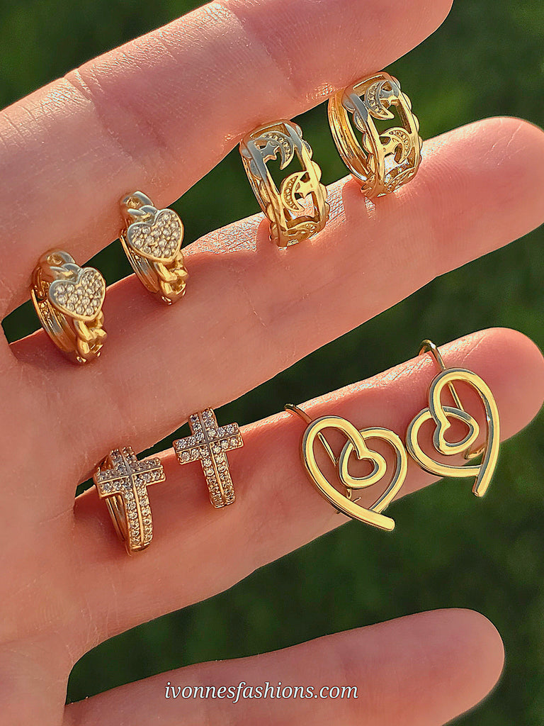 18k gold plated CZ hoop earrings
